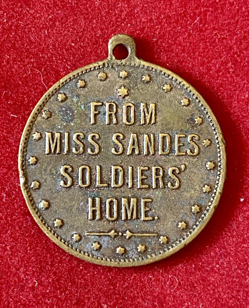 Scarce WW1 Period Small Copper Medal Token from Miss Sandes Soldiers Home