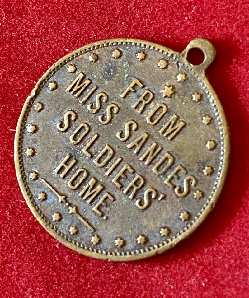 Scarce WW1 Period Small Copper Medal Token from Miss Sandes Soldiers Home