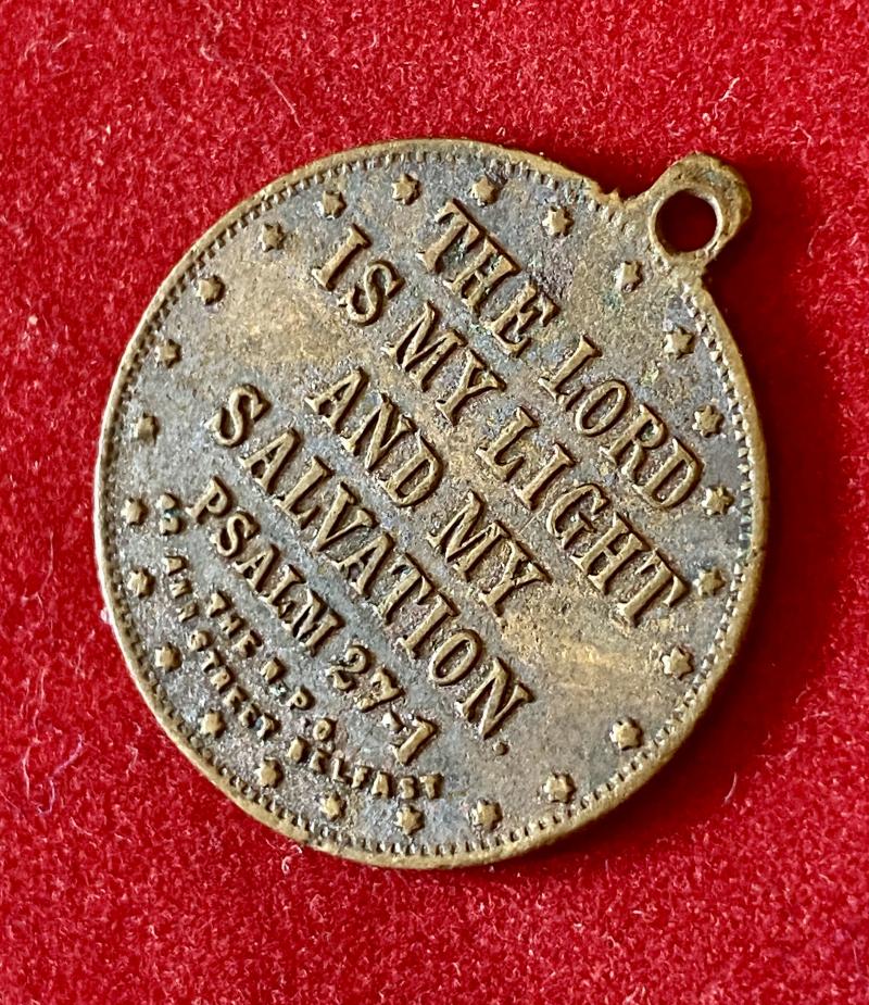 Scarce WW1 Period Small Copper Medal Token from Miss Sandes Soldiers Home