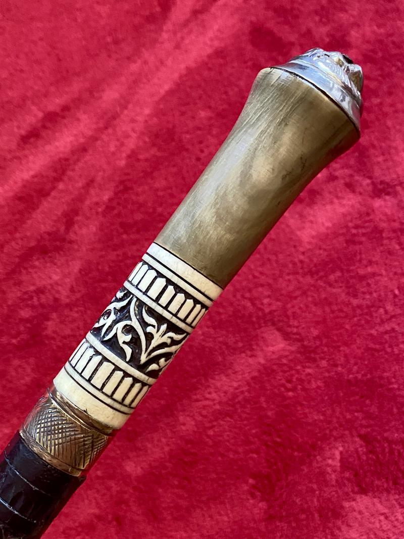 Extra Photos of an Antique Indian Sword Stick with Horn and Carved Bone Handle - 52270