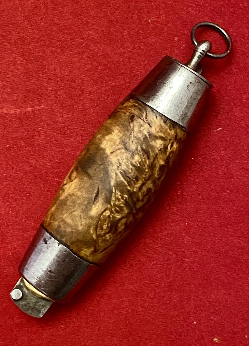 Miniature Antique Swedish Curly Birch Barrel Knife by Aktiebolaget Pontus Holmberg of Eskilstuna