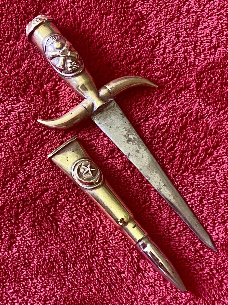 Unique WW1 French Artillery Gallipoli Campaign Bullet Trench Art Dagger Shaped Letter Opener with Bullet Sheath
