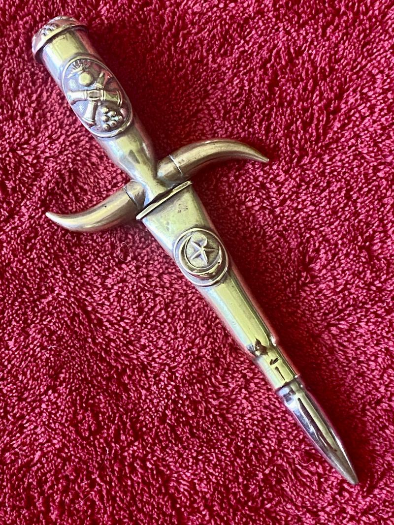 Unique WW1 French Artillery Gallipoli Campaign Bullet Trench Art Dagger Shaped Letter Opener with Bullet Sheath