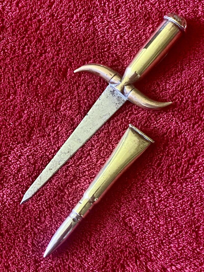 Unique WW1 French Artillery Gallipoli Campaign Bullet Trench Art Dagger Shaped Letter Opener with Bullet Sheath