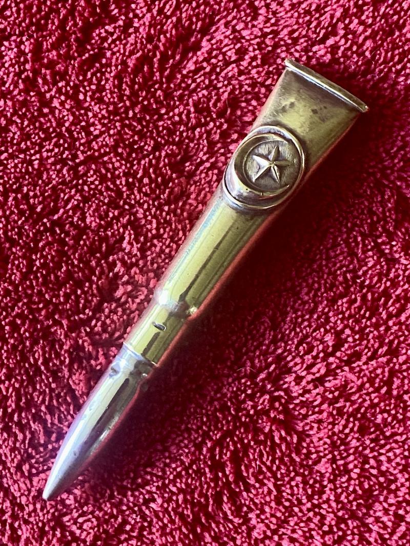 Unique WW1 French Artillery Gallipoli Campaign Bullet Trench Art Dagger Shaped Letter Opener with Bullet Sheath