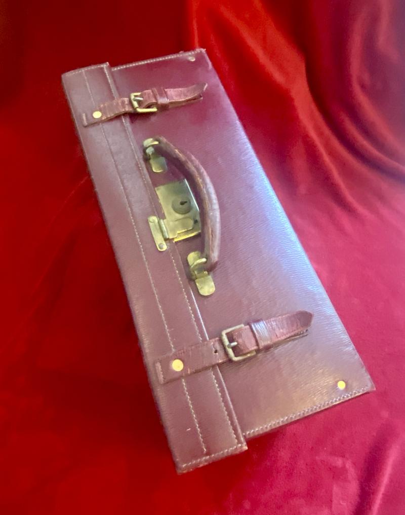 Stunning Victorian Ladies Red Moroccan Leather Travelling Vanity Case with Silver Topped Accessories by Mappin & Webb of London 1901