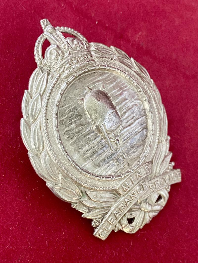 Original Large WW1 Royal Navy Mine Clearance Service (MCS) White Metal Cap Badge c1919