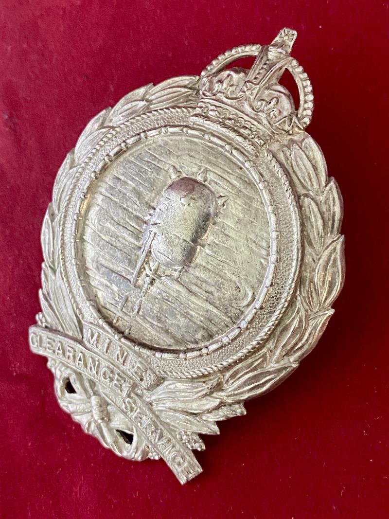 Original Large WW1 Royal Navy Mine Clearance Service (MCS) White Metal Cap Badge c1919