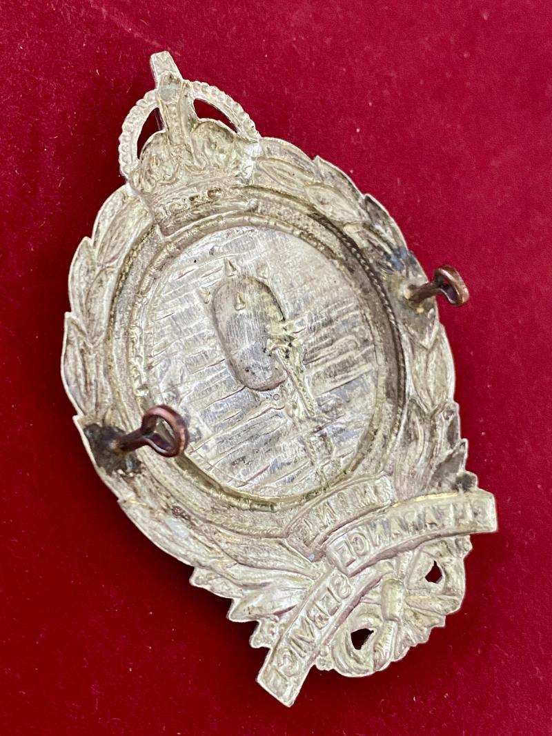 Original Large WW1 Royal Navy Mine Clearance Service (MCS) White Metal Cap Badge c1919