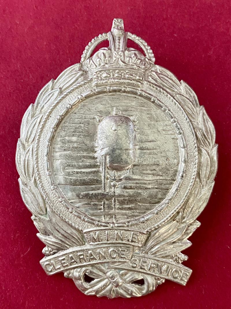 Original Large WW1 Royal Navy Mine Clearance Service (MCS) White Metal Cap Badge c1919