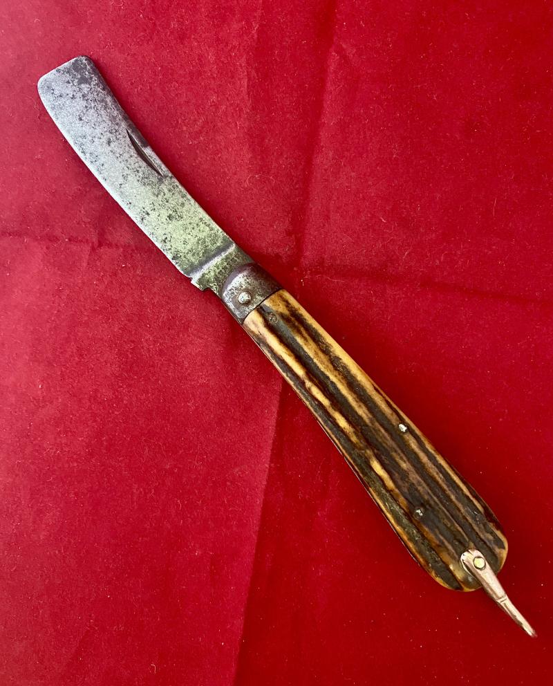 Antique Navy Rope Knife with Stag Horn Grips by Michael Hunter & Son of Sheffield c1860