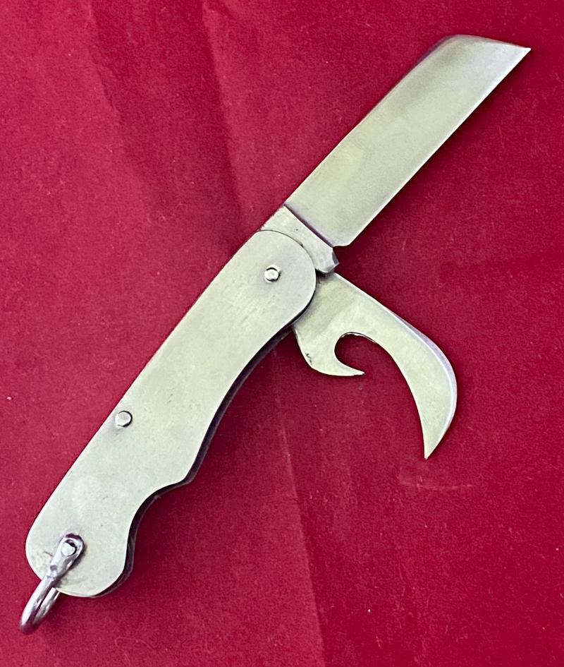 Vintage Unused British Army Folding Two-Piece Stainless Steel Clasp or Jack Knife Dated 1952 with Original Waxed Paper Wrapping