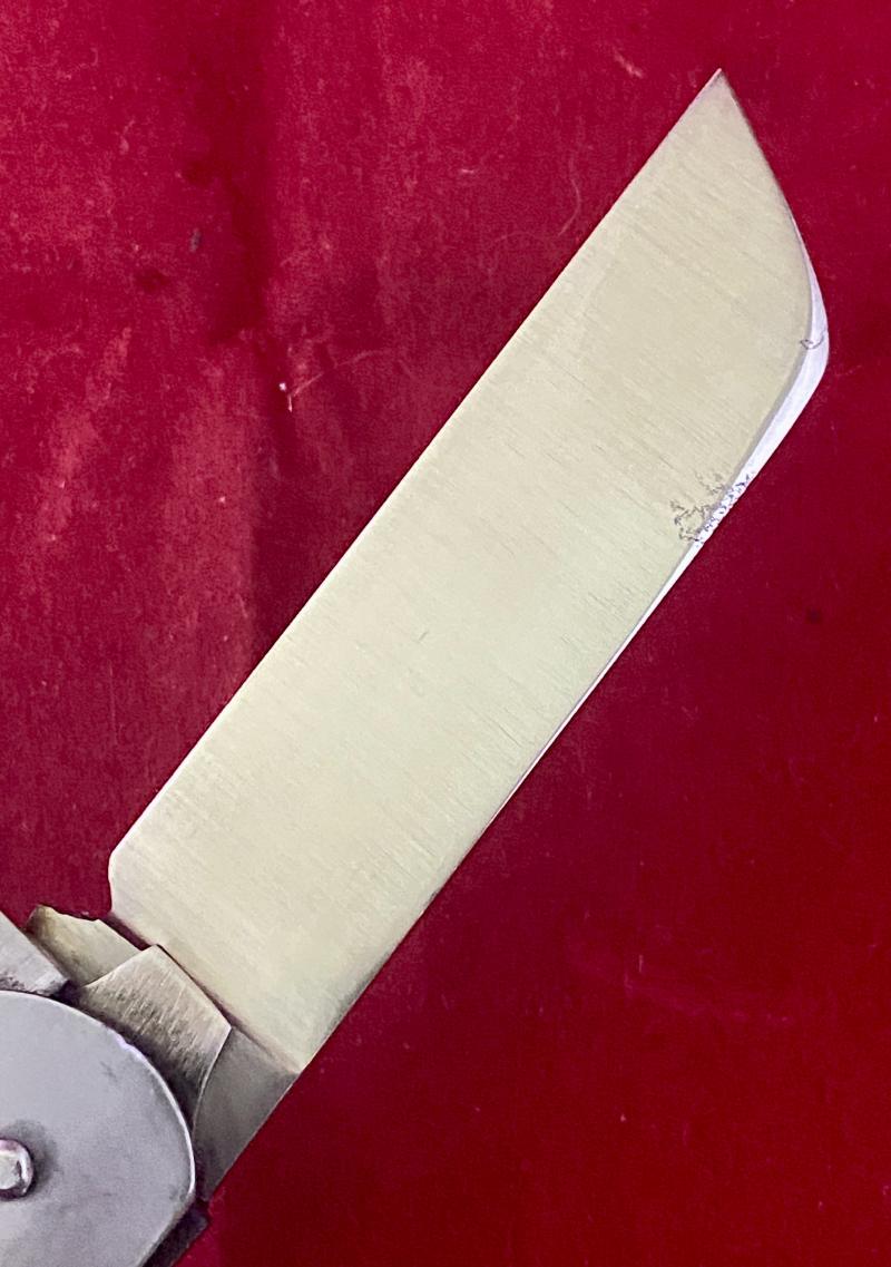 Vintage Unused British Army Folding Two-Piece Stainless Steel Clasp or Jack Knife Dated 1952 with Original Waxed Paper Wrapping