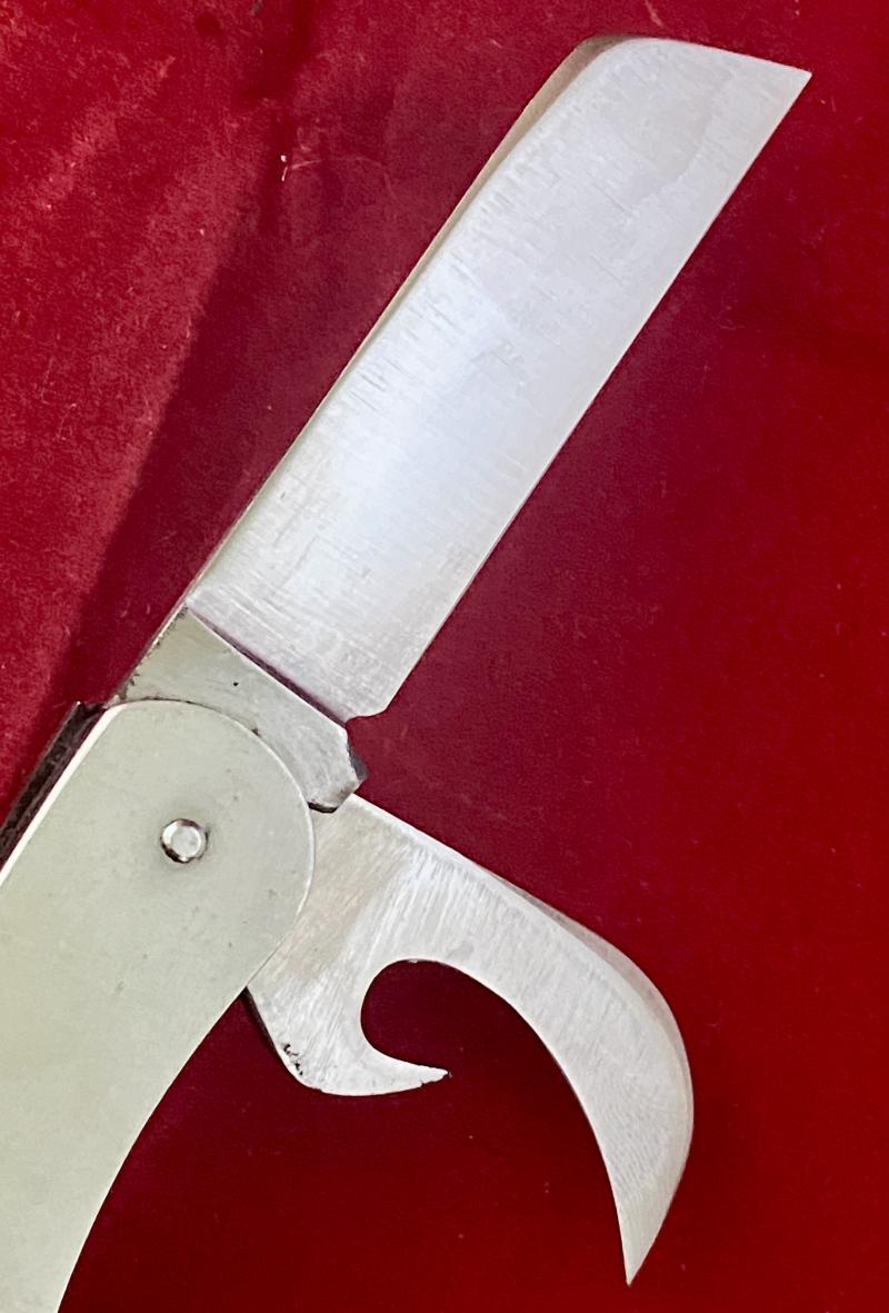Vintage Unused British Army Folding Two-Piece Stainless Steel Clasp or Jack Knife Dated 1952 with Original Waxed Paper Wrapping