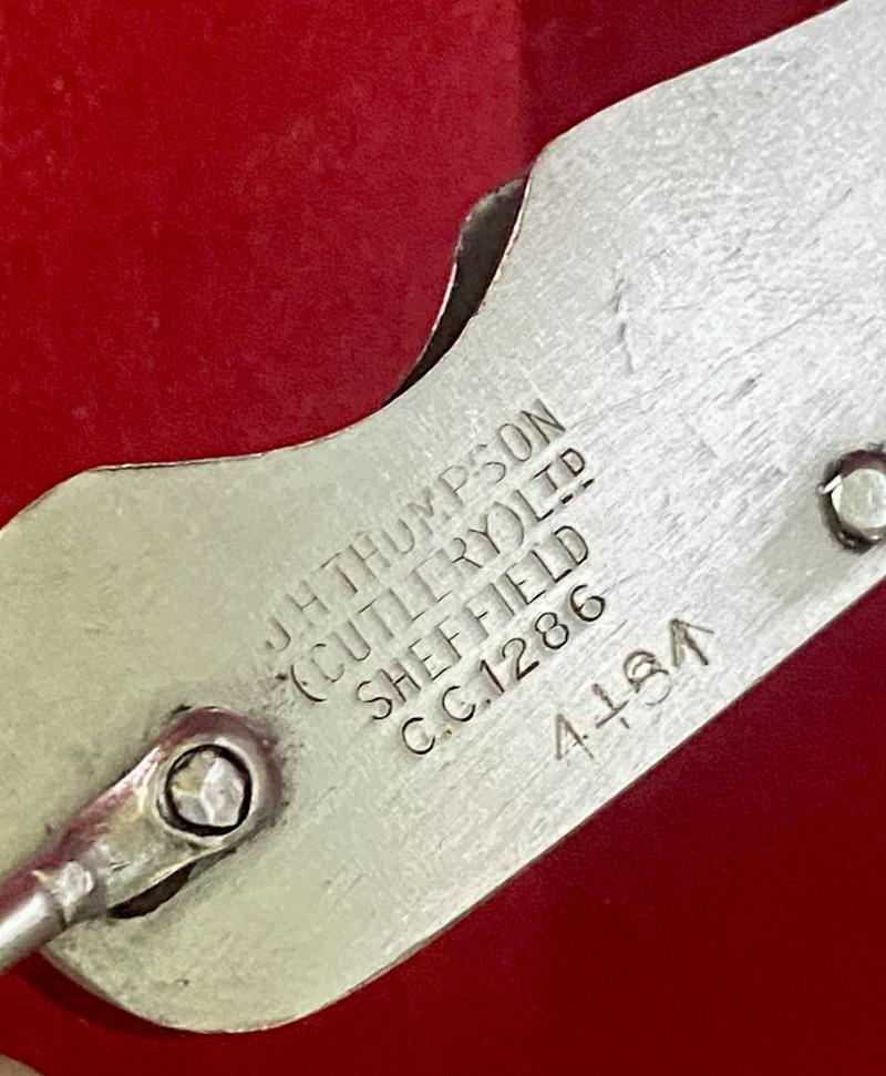 Vintage Unused British Army Folding Two-Piece Stainless Steel Clasp or Jack Knife Dated 1952 with Original Waxed Paper Wrapping