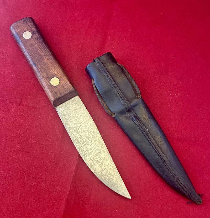Vintage British Royal Navy Deck Knife with Leather Sheath by J. ADAMS dated 1992