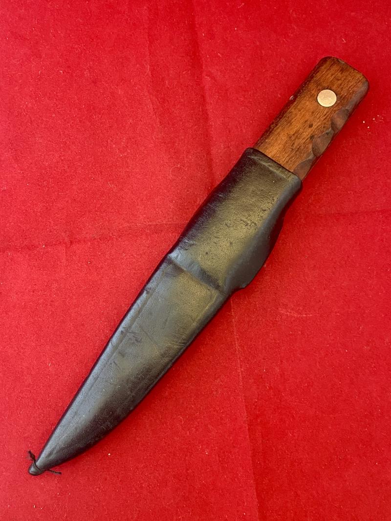 Vintage British Royal Navy Deck Knife with Leather Sheath by J. ADAMS dated 1992