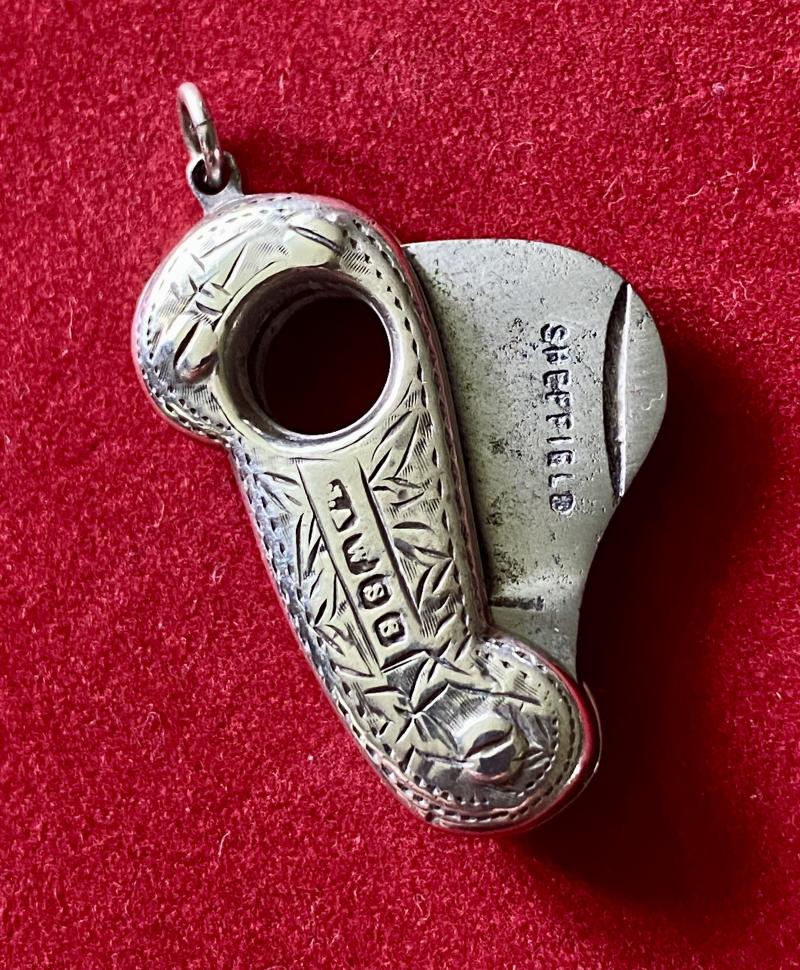 Antique Victorian silver Cigar or Cheroot Cutter by James Alexander, Birmingham c1895