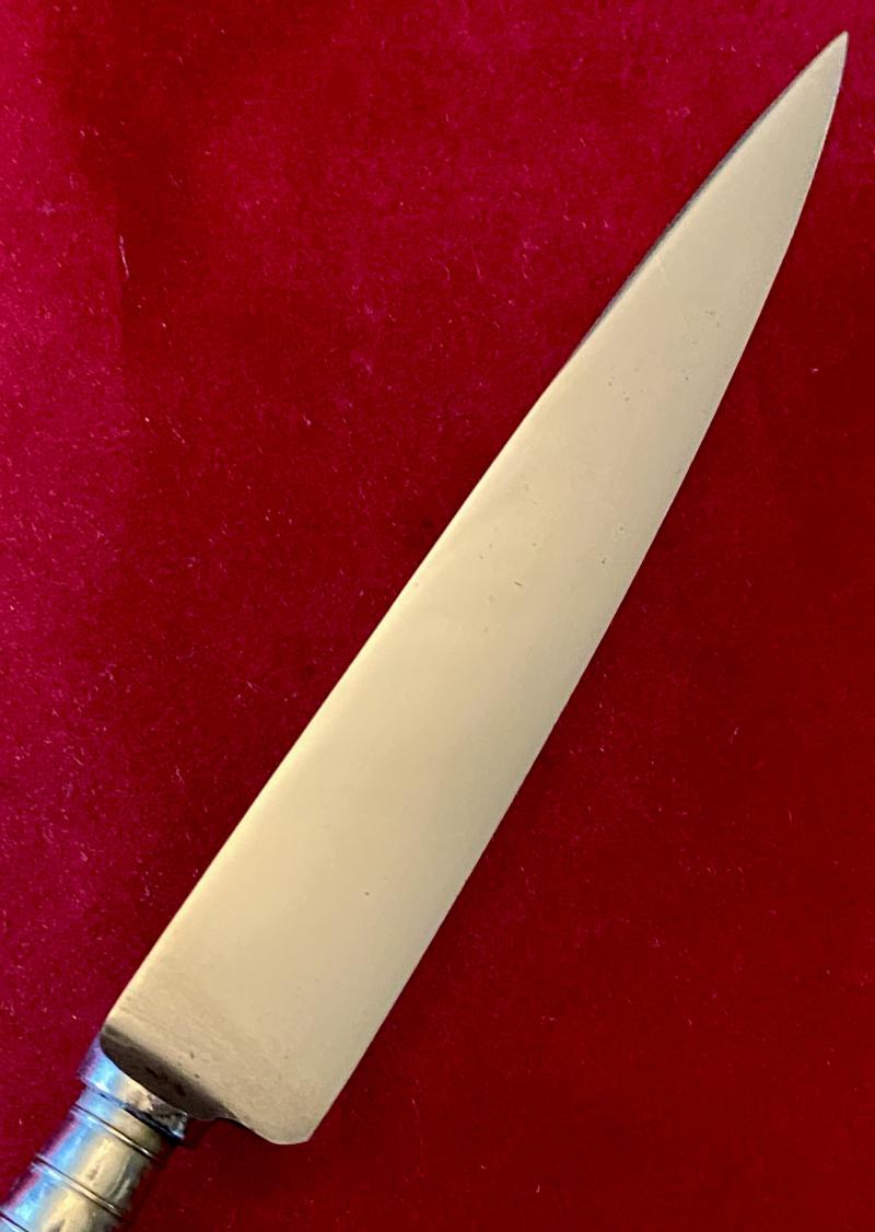 Unusual South American Gaucho Type Knife with Beautiful Striped Lucite Handle and Leather Sheath c1930