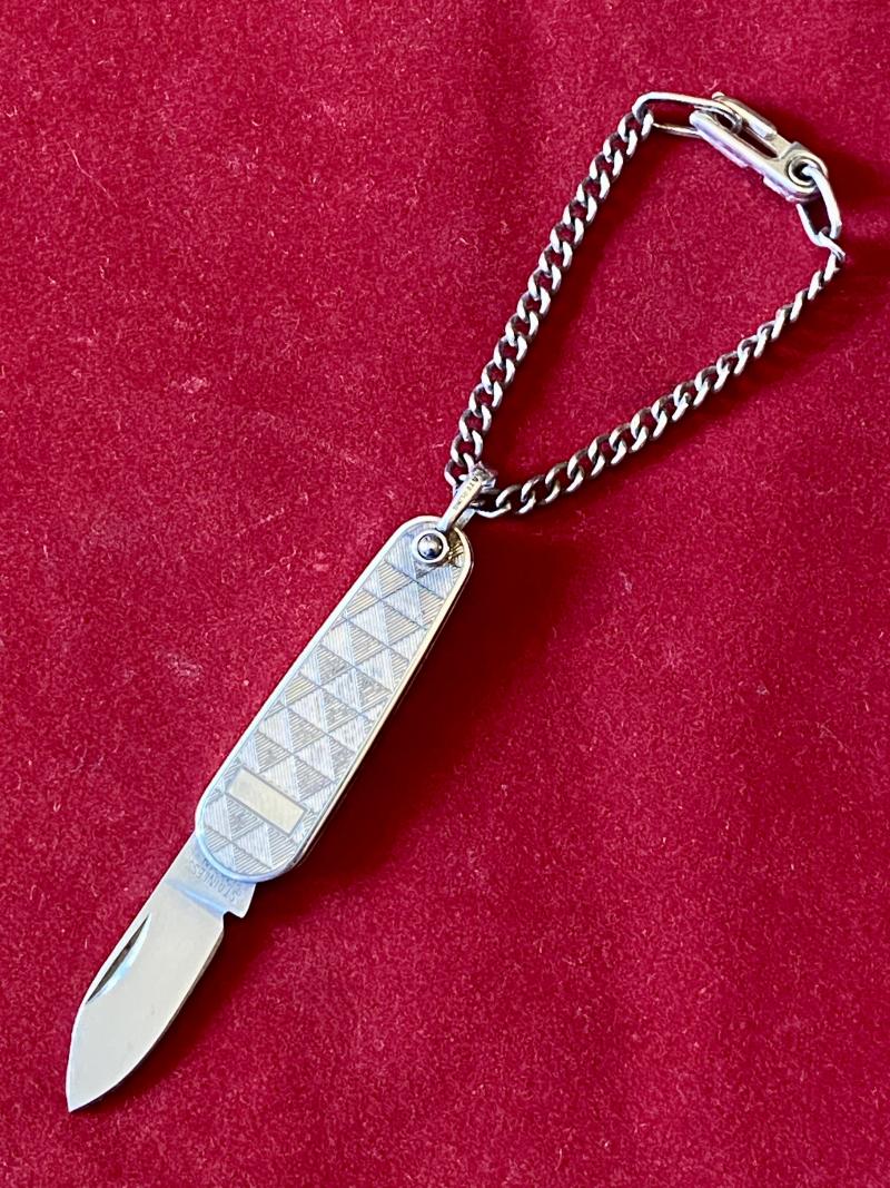 Fine Sterling Silver Single-Bladed Penknife with Silver Chain and Clasp by Ballou & Co. USA