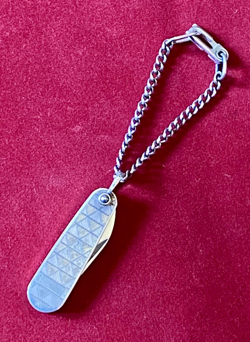 Fine Sterling Silver Single-Bladed Penknife with Silver Chain and Clasp by Ballou & Co. USA