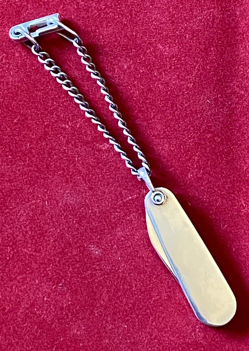 Fine Sterling Silver Single-Bladed Penknife with Silver Chain and Clasp by Ballou & Co. USA
