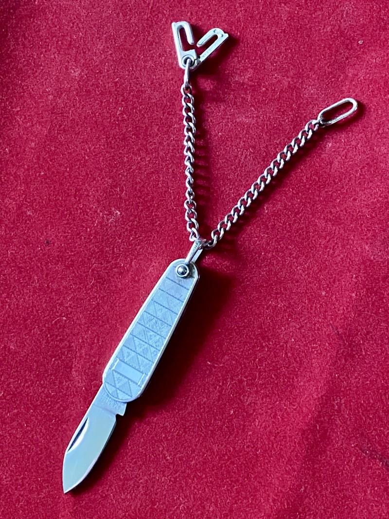 Fine Sterling Silver Single-Bladed Penknife with Silver Chain and Clasp by Ballou & Co. USA