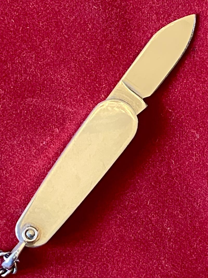 Fine Sterling Silver Single-Bladed Penknife with Silver Chain and Clasp by Ballou & Co. USA