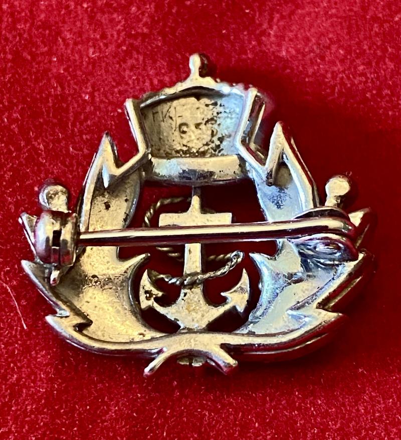 Mint Silver, Enamel and Marcasite Royal Navy Sweetheart Brooch c1930
