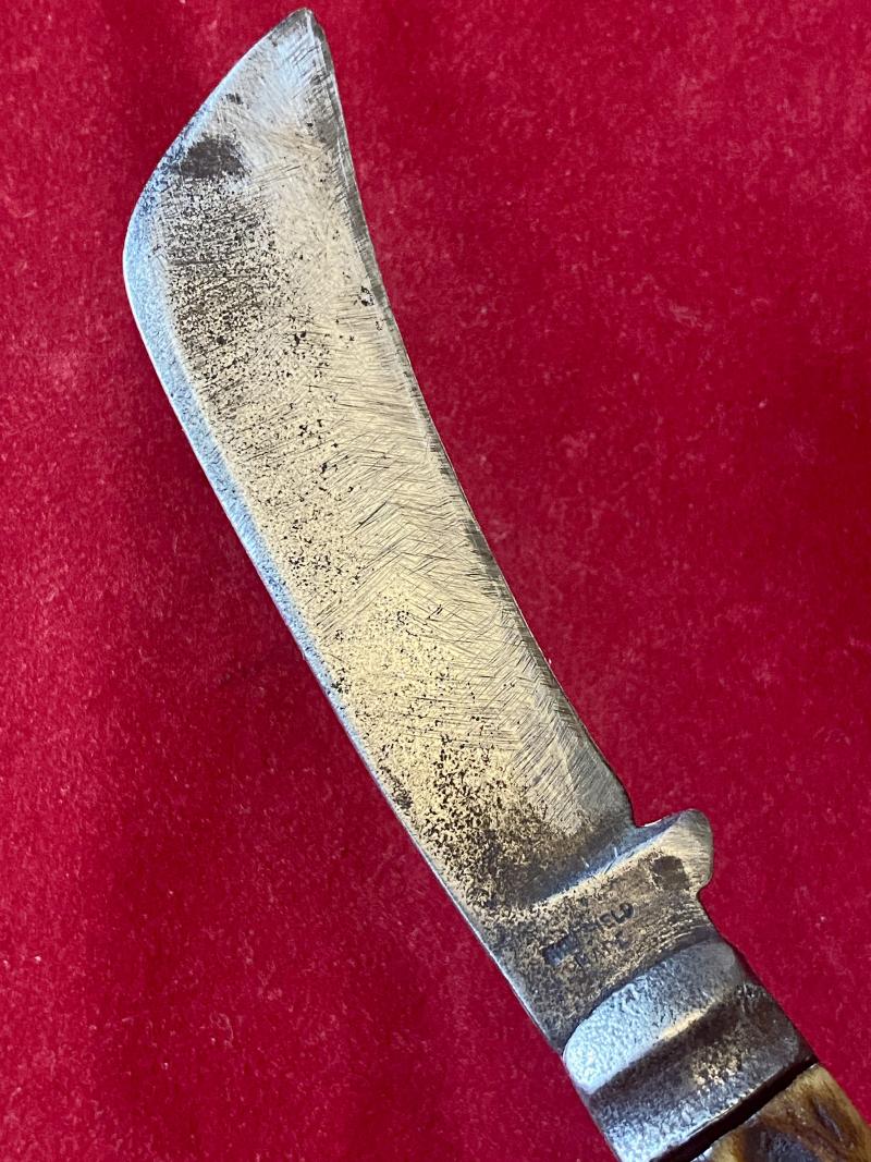 Antique Pruning Knife with Stag Horn Grip Scales by R.H. or K.H. & Sons Ltd - Sheffield