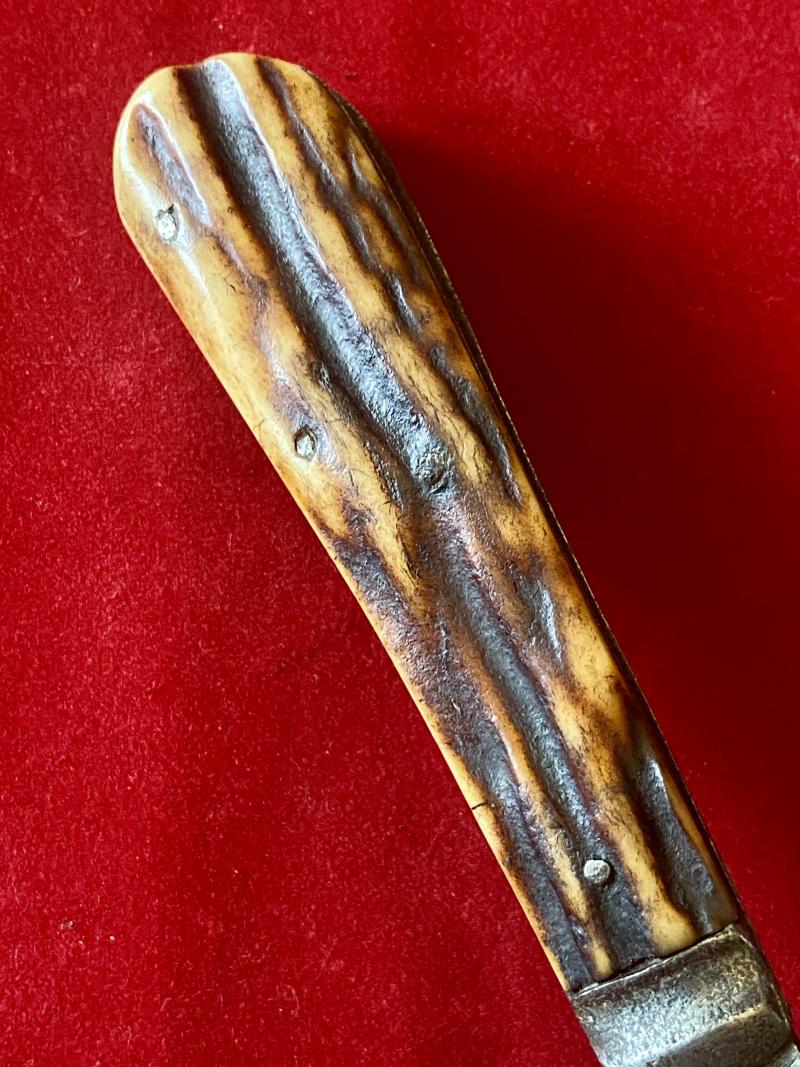 Antique Pruning Knife with Stag Horn Grip Scales by R.H. or K.H. & Sons Ltd - Sheffield