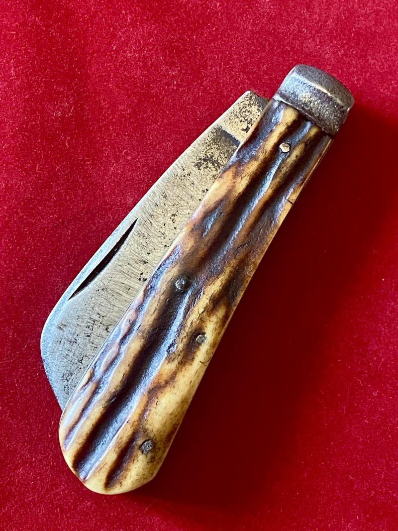 Antique Pruning Knife with Stag Horn Grip Scales by R.H. or K.H. & Sons Ltd - Sheffield