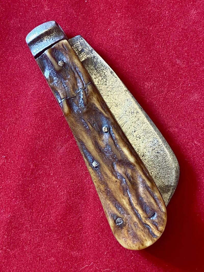 Antique Pruning Knife with Stag Horn Grip Scales by R.H. or K.H. & Sons Ltd - Sheffield