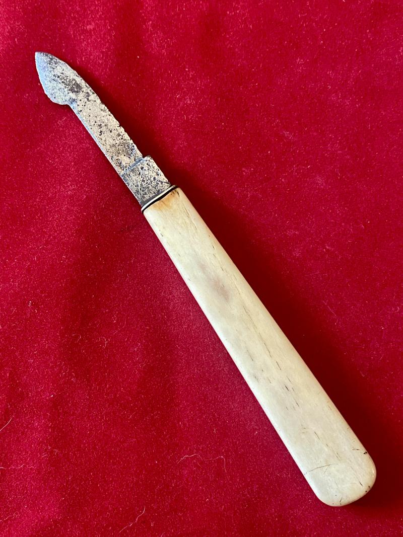 Antique Victorian Medical Surgical Blood Letting Fleam Knife with Bone Handle by S & D