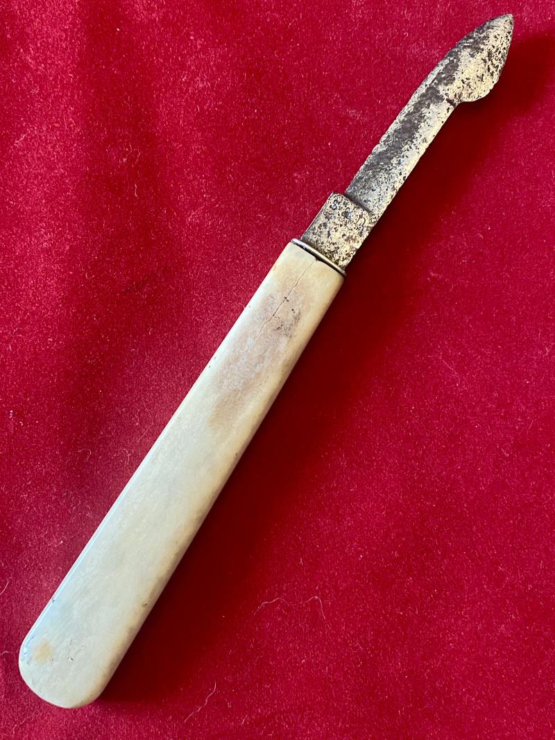 Antique Victorian Medical Surgical Blood Letting Fleam Knife with Bone Handle by S & D