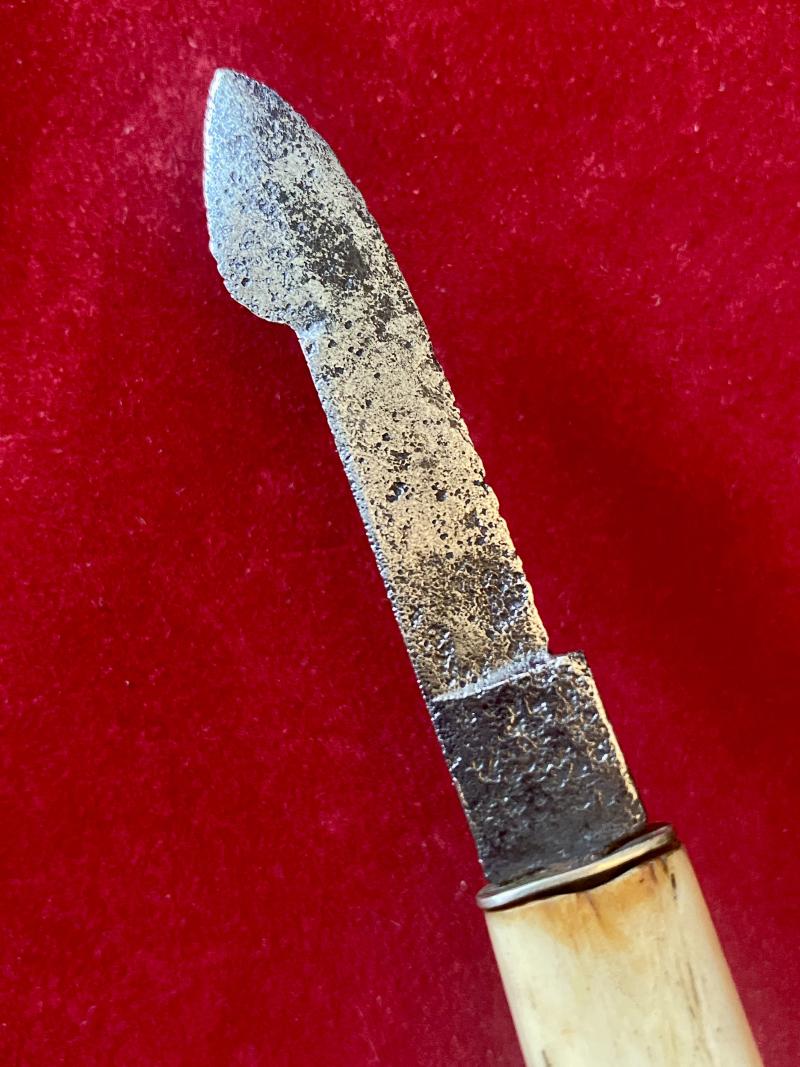Antique Victorian Medical Surgical Blood Letting Fleam Knife with Bone Handle by S & D