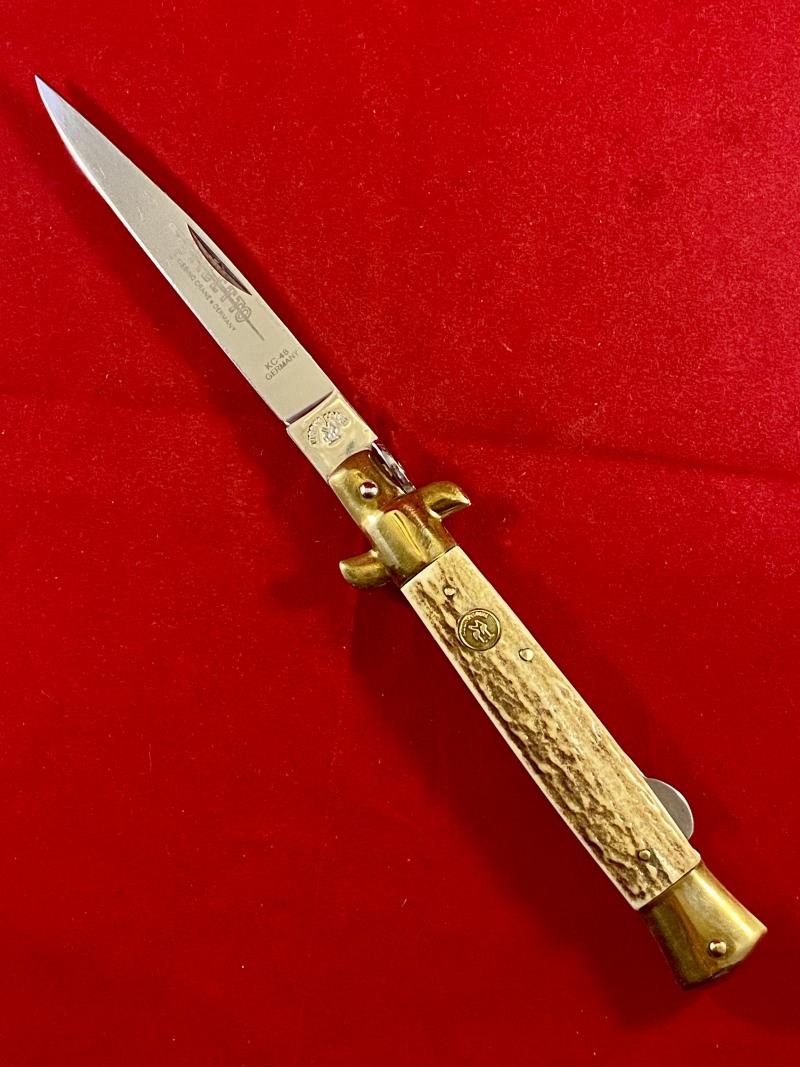 Mint Kissing Crane KC 48 Stag Grip Manual Folding Stiletto Knife Marked Germany