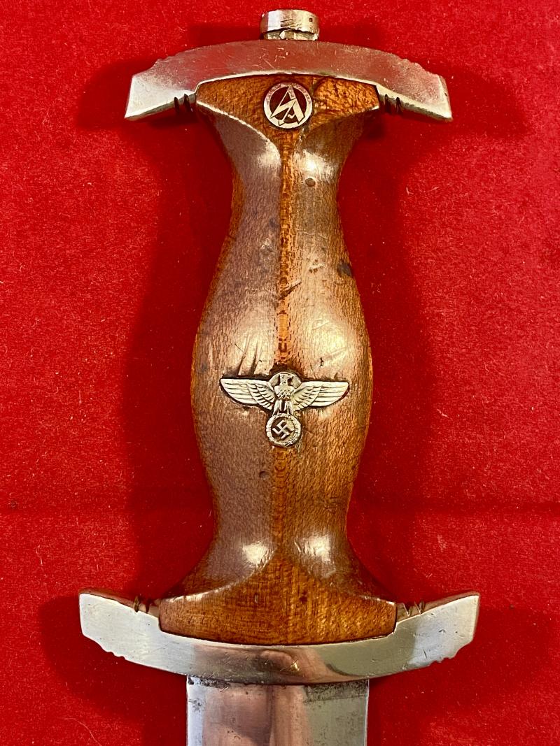 WW2 German SA Dagger by Scarce Maker Carl Schmidt Sohn A-G Solingen with Original Hanger