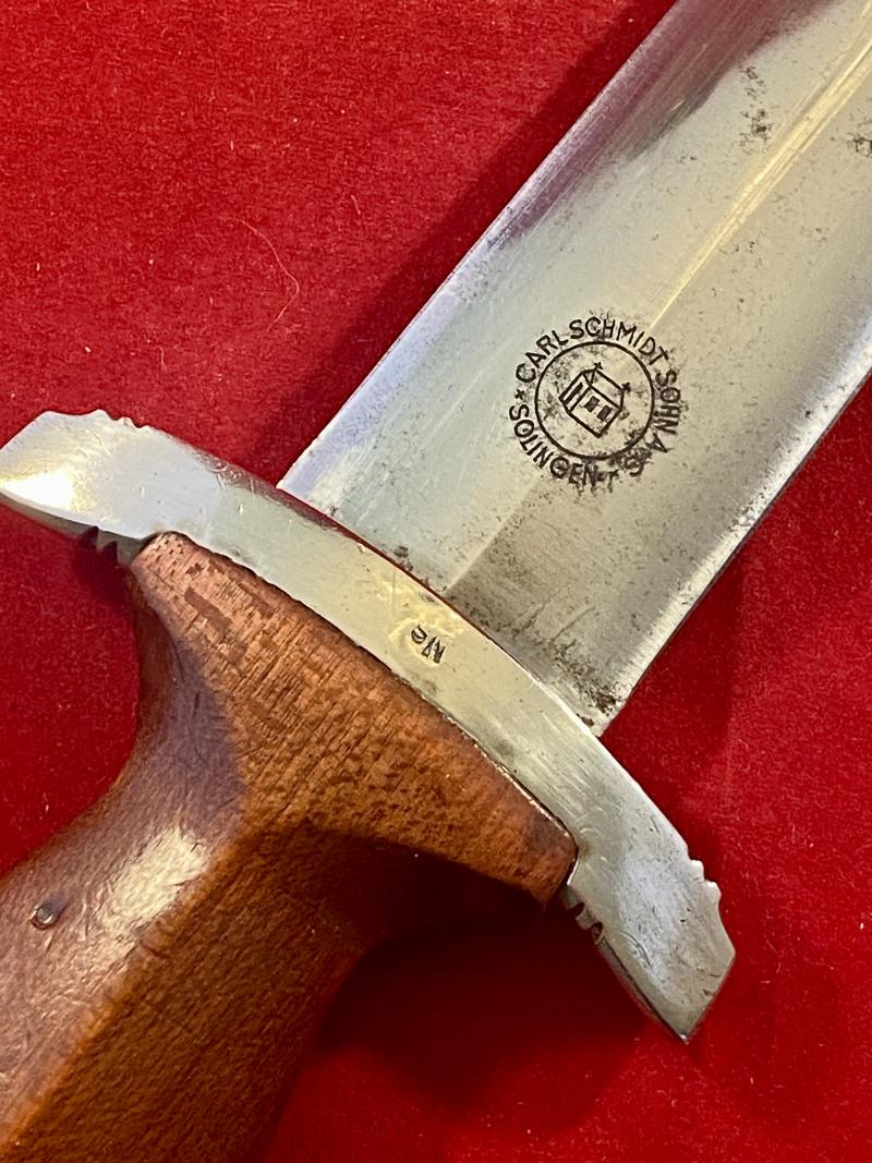 WW2 German SA Dagger by Scarce Maker Carl Schmidt Sohn A-G Solingen with Original Hanger