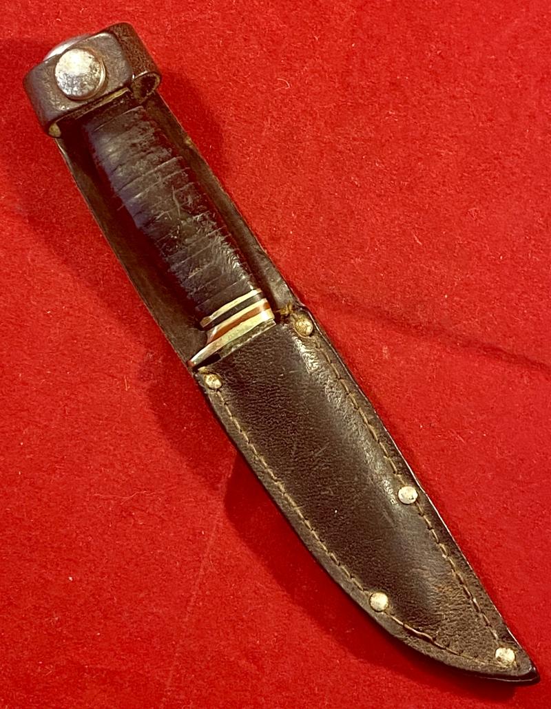 Small Vintage Bowie Knife with 2.75” Blade and Stacked Leather Grip by TAYLOR of Sheffield
