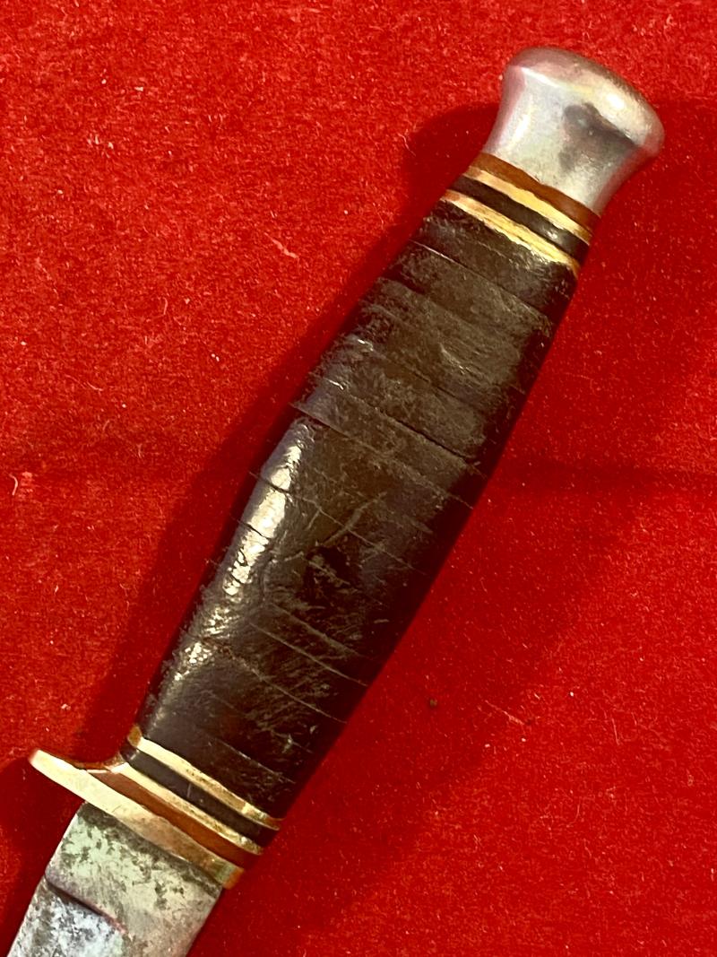 Small Vintage Bowie Knife with 2.75” Blade and Stacked Leather Grip by TAYLOR of Sheffield