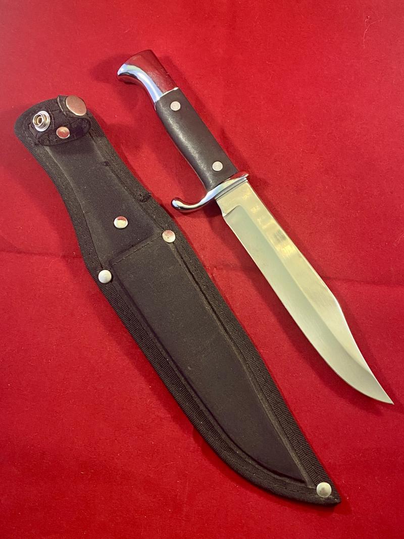Mint Vintage Bowie Knife with Black Composite Grip and Hard Black Canvas Sheath by TRAMONTINA Brasil