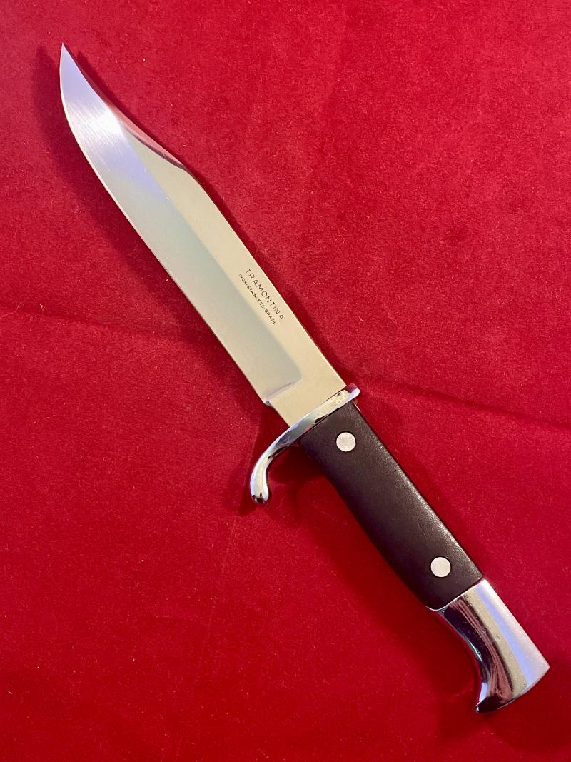 Mint Vintage Bowie Knife with Black Composite Grip and Hard Black Canvas Sheath by TRAMONTINA Brasil