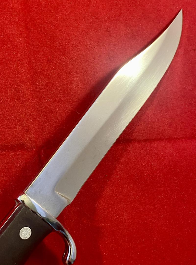 Mint Vintage Bowie Knife with Black Composite Grip and Hard Black Canvas Sheath by TRAMONTINA Brasil