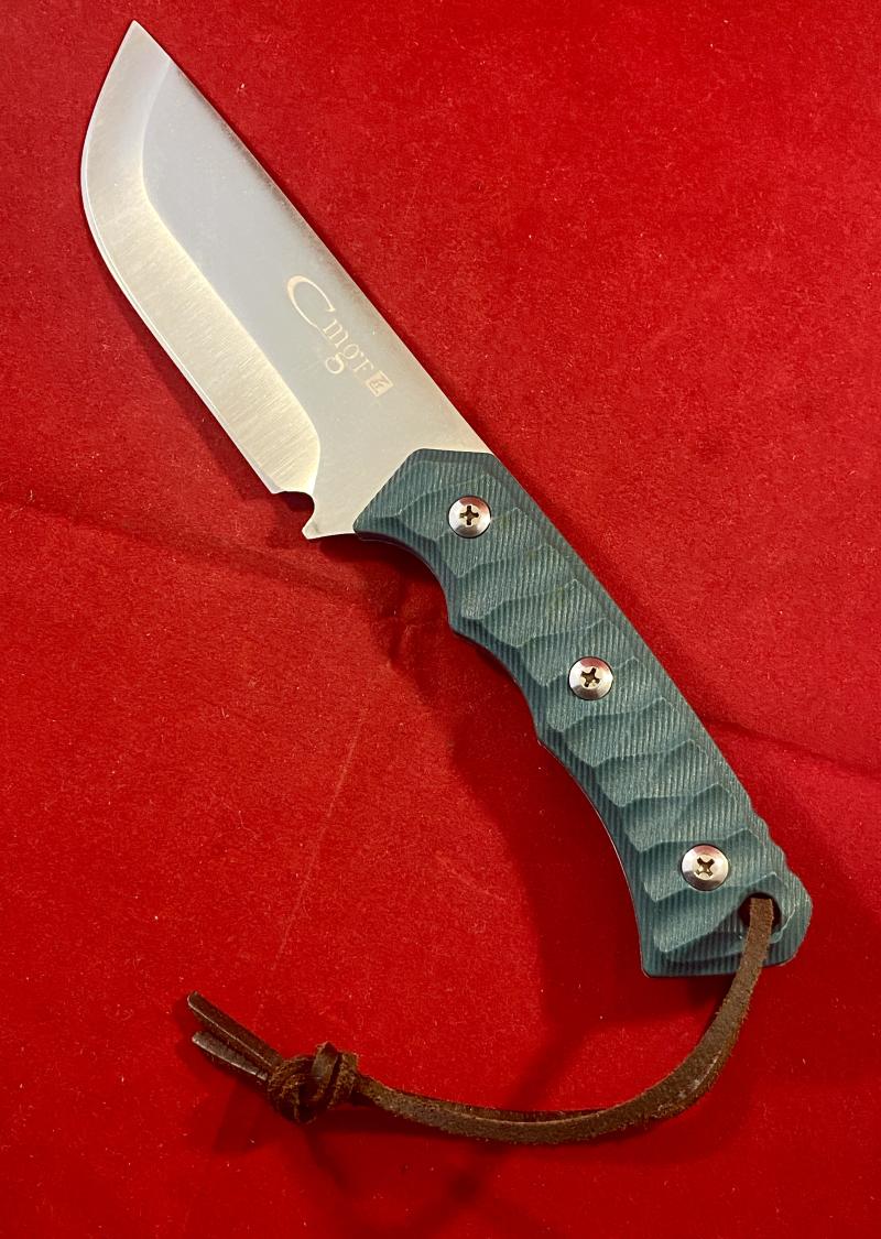 Mint Survival Knife with 5” Stainless Steel Fixed Blade, Green Textured Grip and Custom made Leather Sheath