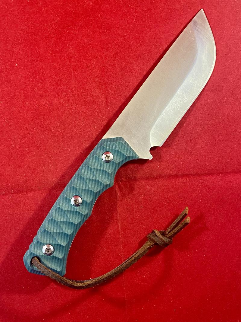 Mint Survival Knife with 5” Stainless Steel Fixed Blade, Green Textured Grip and Custom made Leather Sheath
