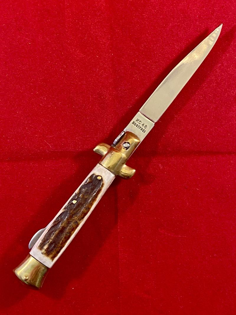 Mint Kissing Crane KC 46 Stag Grip Manual Folding Stiletto Knife with 3” Blade