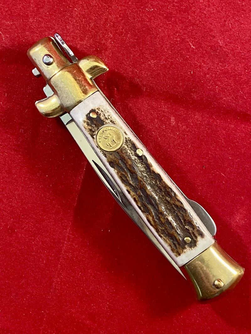 Mint Kissing Crane KC 46 Stag Grip Manual Folding Stiletto Knife with 3” Blade