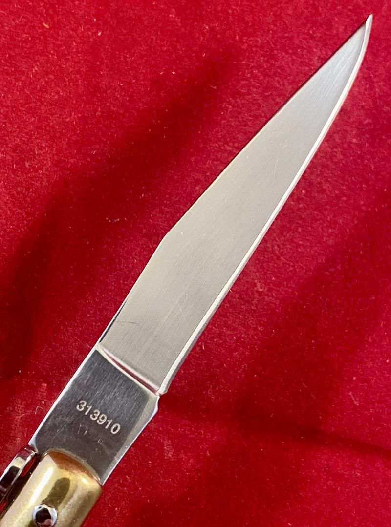 Mint PUMA TEC Stag Grip Manual Folding Stiletto Knife with 3” Blade