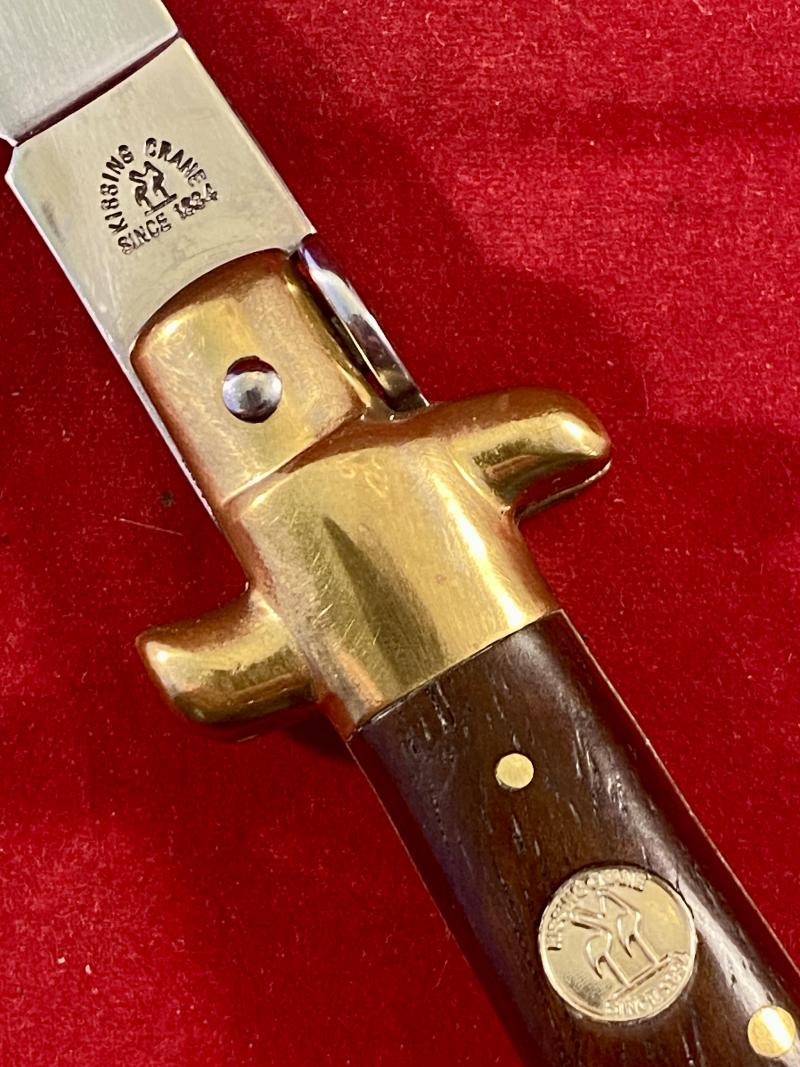 Mint Kissing Crane Manual Folding Stiletto Lock Back Knife with 4” Blade c2017